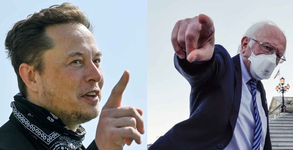 From left: Elon Musk, Bernie Sanders From left: Elon Musk, Bernie Sanders