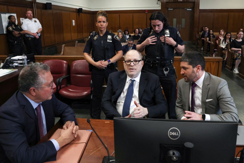 Photo by TIMOTHY A. CLARY / POOL / AFP  Former Hollywood film producer Harvey Weinstein appears in Manhattan Supreme Court during his retrial in New York City on May 15, 2026.