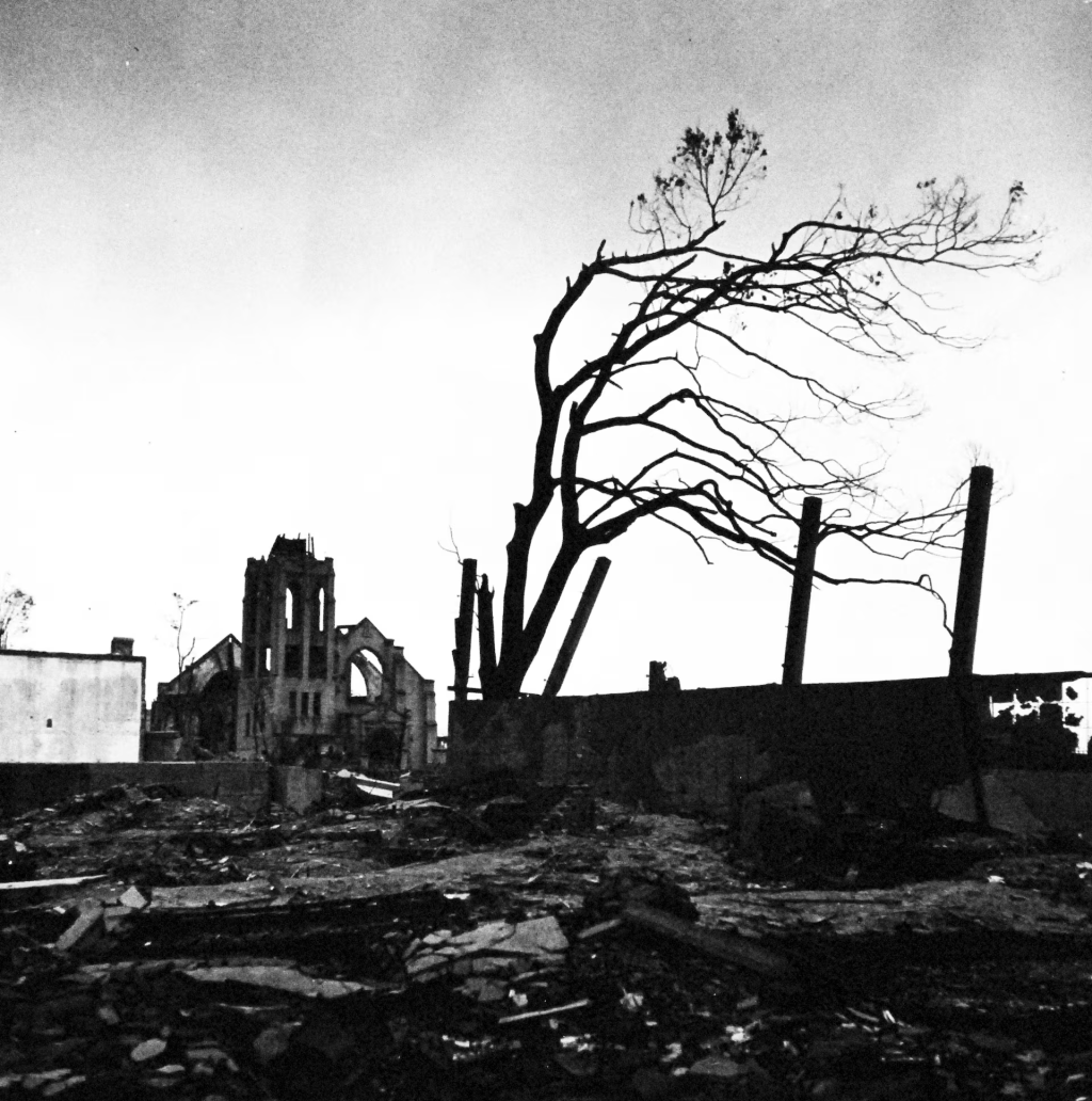 Rubble caused by the atomic bomb blast is seen in Hiroshima, Japan in September 1945. At 8:15 a.m. on August 6, 1945, U.S. B-29 warplane Enola Gay dropped a bomb nicknamed "Little Boy" and obliterated the southwestern city of Hiroshima, killing 140,000 of an estimated population of 350,000, with thousands more dying later of injuries and radiation-related illness. U.S. Navy/Lieutenant Wayne Miller/Handout via REUTERS 