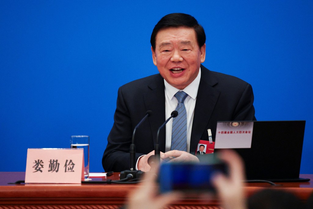 National People's Congress (NPC) spokesperson Lou Qinjian speaks during a press conference ahead of the opening session of the National People's Congress at the Great Hall of the People in Beijing, China, March 4, 2026. (Reuters)