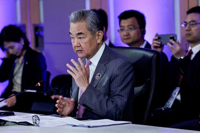 Chinese Foreign Minister Wang Yi speaks during the Opening Statement of the ASEAN Post-Ministerial Conference with China, at the Philippine International Convention Centre in Pasay City, Metro Manila, Philippines, July 22, 2026. ROLEX DELA PENA/Pool via REUTERS /File Photo 