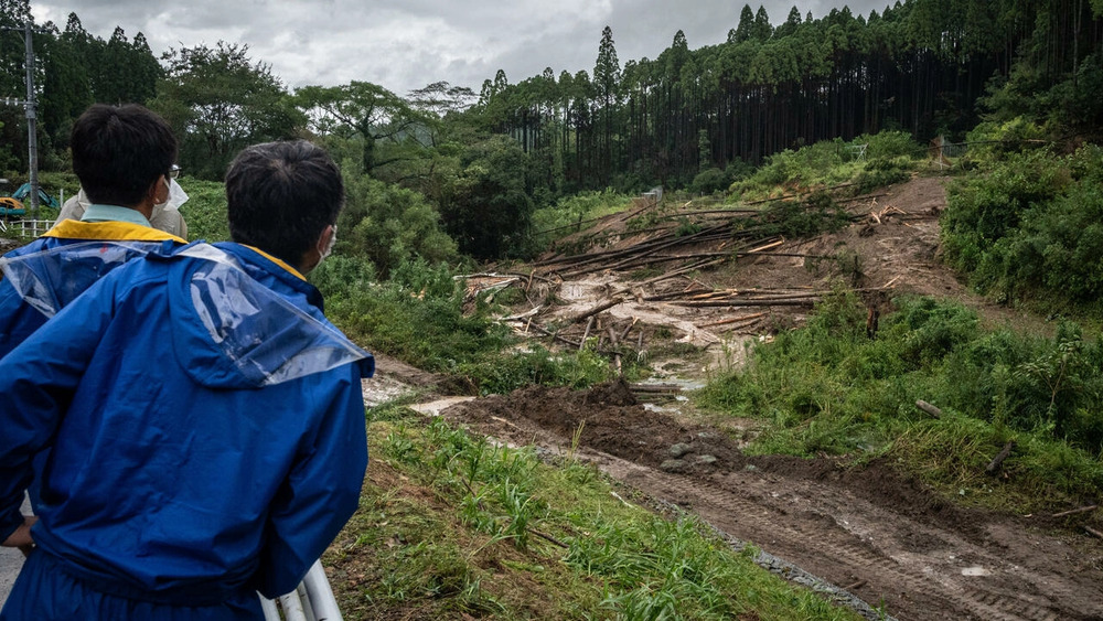 The storm triggered landslides and toppled trees as it passed over Japan. (AFP) The storm triggered landslides and toppled trees as it passed over Japan. (AFP)