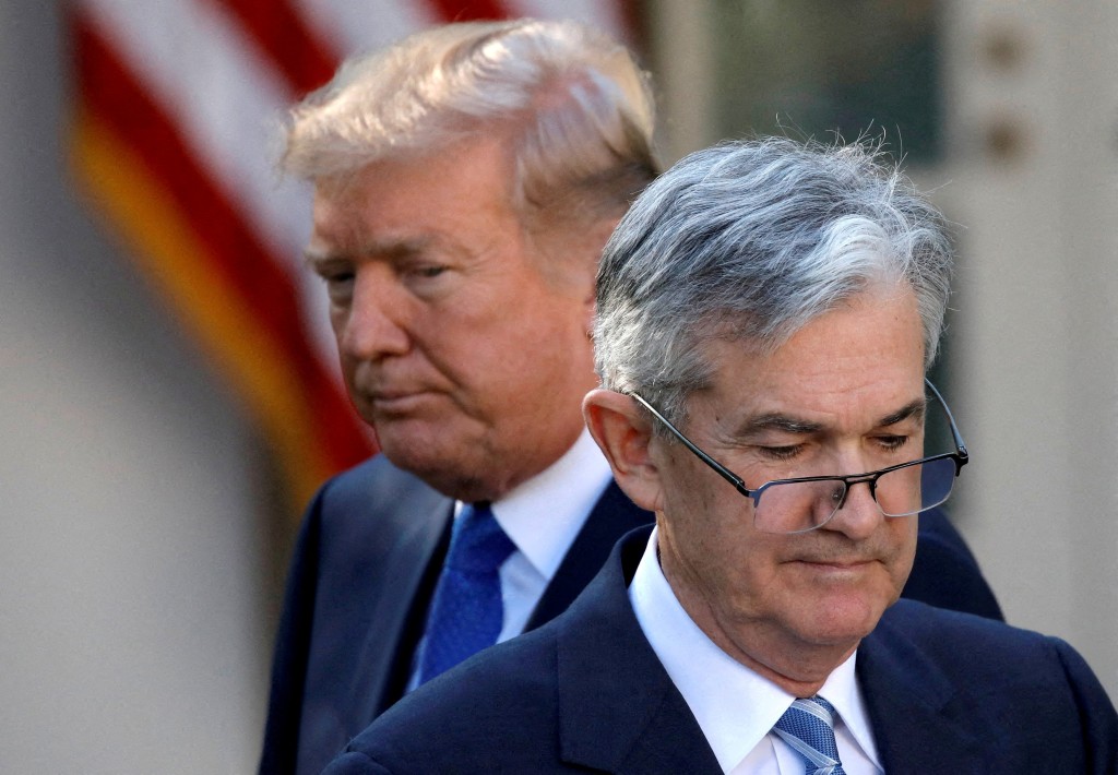 U.S. President Donald Trump looks on as Jerome Powell, his nominee at the time to lead the U.S. Federal Reserve, moves to the podium at the White House in Washington, U.S., November 2, 2017. (Reuters/File)