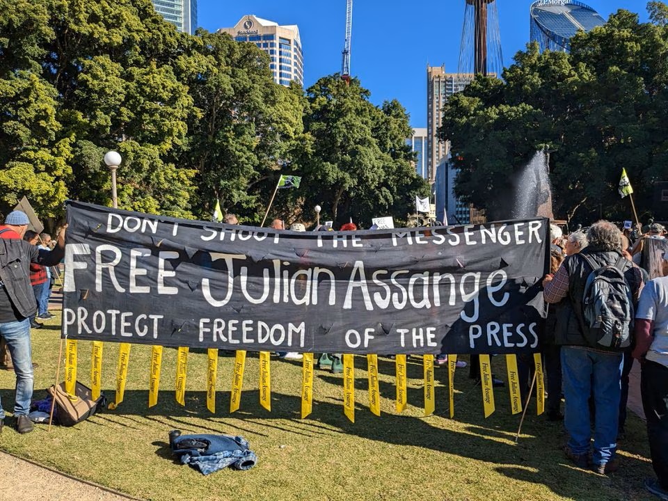 Julian Assange's supporters demonstrate at Hyde Park, Sydney, Australia. (Reuters) Julian Assange's supporters demonstrate at Hyde Park, Sydney, Australia. (Reuters)