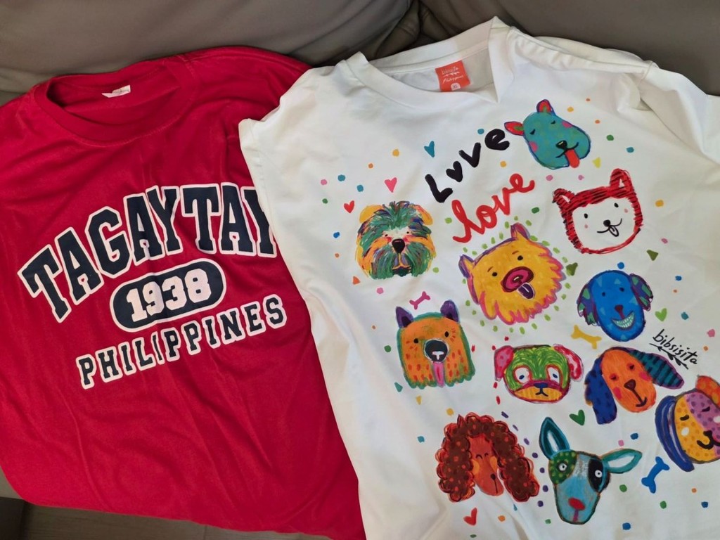 Distinctive T-shirts gifted by Filipino tourists to Hung.