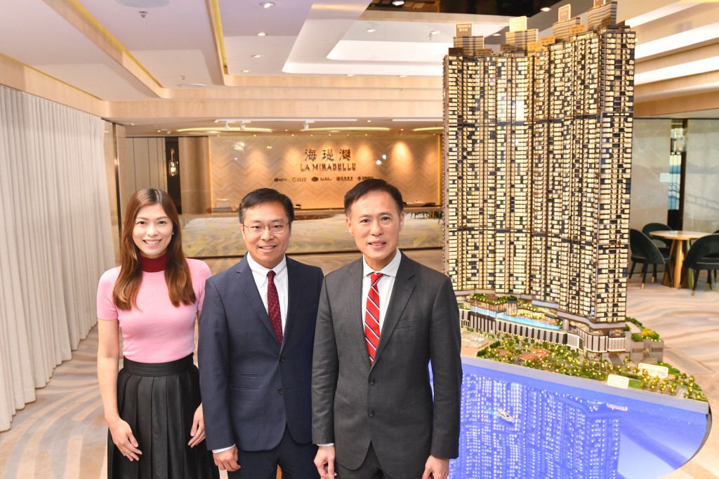 From left: Sino Land's assistant general manager of sales department Ellen Yip, Sino Land's deputy general manager of sales department Raymond Kwok, Victor Tin.