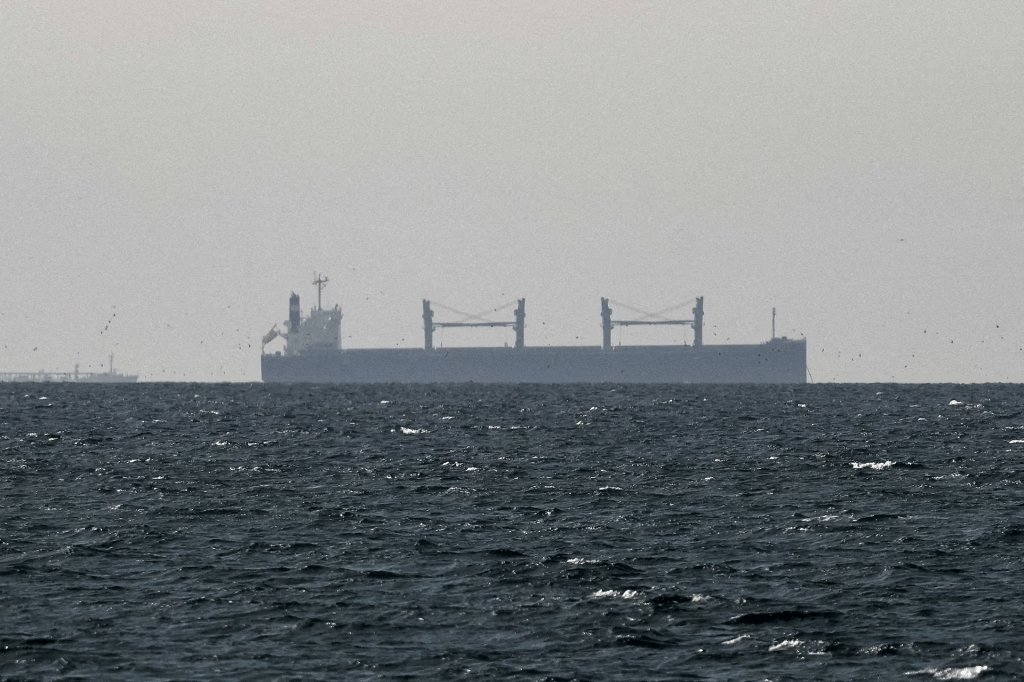A cargo ship in the Gulf, near the Strait of Hormuz, as seen from northern Ras al-Khaimah, near the border with Oman’s Musandam governance, amid the U.S.-Israeli conflict with Iran, in United Arab Emirates, March 11, 2026. REUTERS/Stringer/File Photo