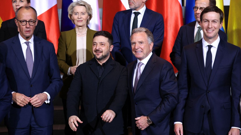 Meeting with European heads, together with representatives of the EU and NATO, at the Chancellery in Berlin. Reuters