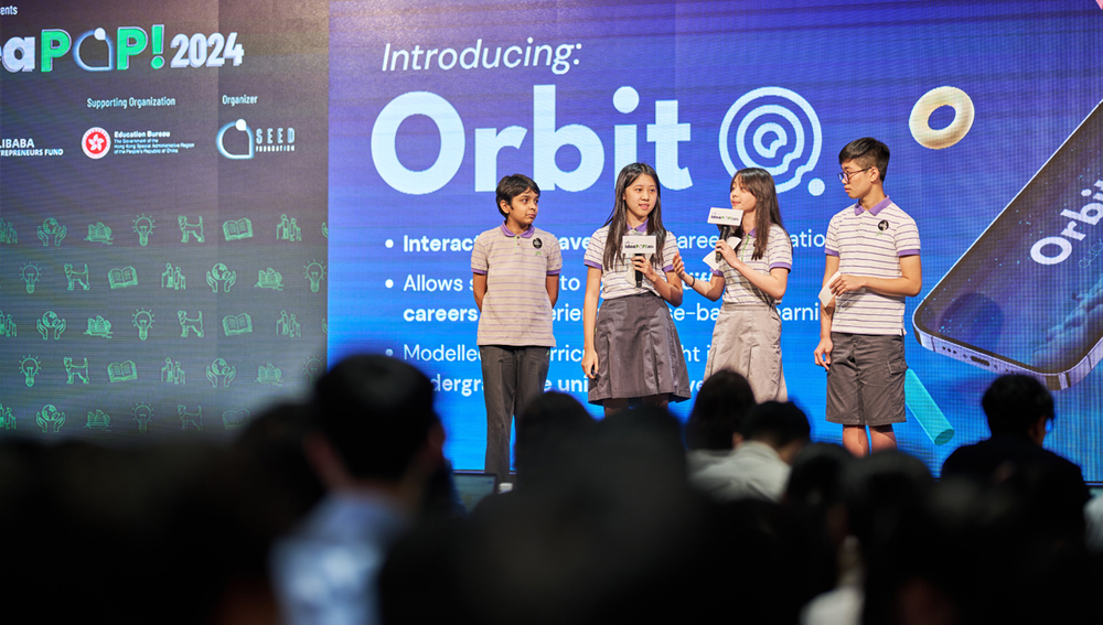 Champion Team “TechXplorers” from ELCHK Lutheran Academy articulated their mission behind their platform “Orbit” when answering one of the judges’ questions.