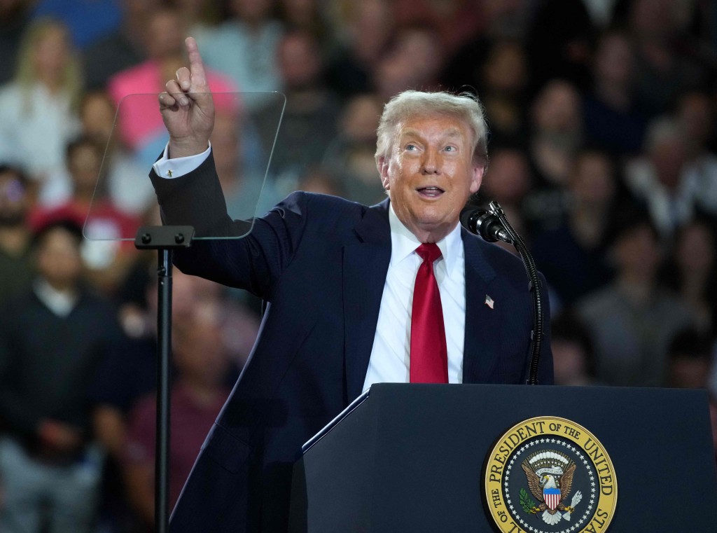 U.S. President Donald Trump speaks at General Motors Milford Proving Grounds on July 27, 2026 in Milford, Michigan. AFP