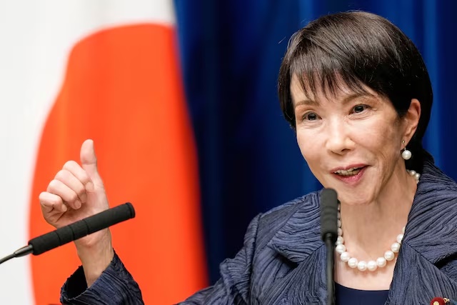 Japan's new Prime Minister Sanae Takaichi speaks during a press conference at the prime minister's office in Tokyo, Japan, Tuesday, Oct. 21, 2025. Eugene Hoshiko/Pool via REUTERS