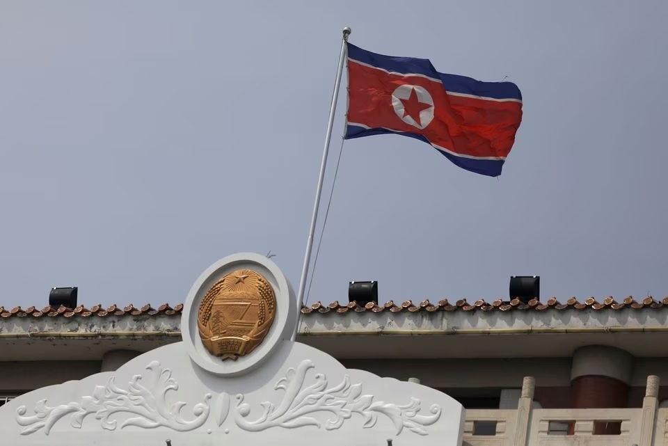 The North Korean flag flutters at the North Korea consular office in Dandong, Liaoning province, China April 20, 2021. Picture taken April 20, 2021. REUTERS/Tingshu Wang/File Photo The North Korean flag flutters at the North Korea consular office in Dandong, Liaoning province, China April 20, 2021. Picture taken April 20, 2021. REUTERS/Tingshu Wang/File Photo
