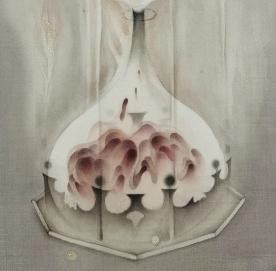 Zhang Xiaoli, Distilling Form (detail), 2025, Ink and colour on silk, 56x21cm.