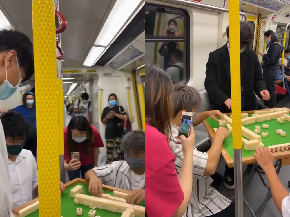 Passengers playing mahjong on MTR fined HK$5,000. Passengers playing mahjong on MTR fined HK$5,000.