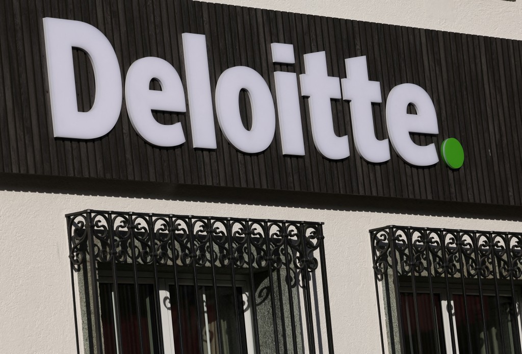 A logo of Deloitte sits outside the Meta House on the opening day of the 55th annual meeting of the World Economic Forum (WEF) in Davos, Switzerland, January 20, 2025. REUTERS/Yves Herman