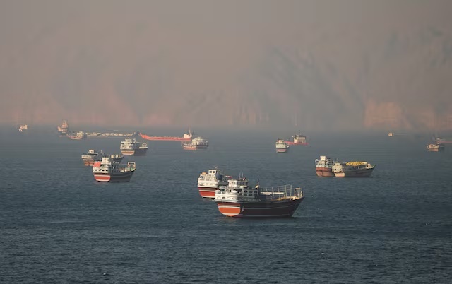 Vessels at the Strait of Hormuz, as seen from Musandam, Oman, June 15, 2026. REUTERS/Stringer