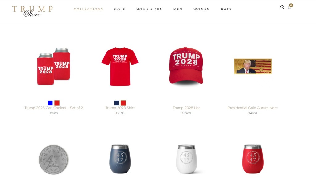 Screengrab of Trumpstore.com