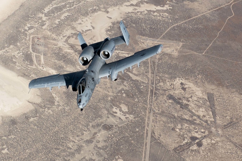 Photo by SENIOR AIRMAN DANIELLE CHARMICHAEL / US AIR FORCE / AFP An A-10 Thunderbolt, also known as the Warthog, peels away after receiving fuel over Idaho on November 25, 2020.