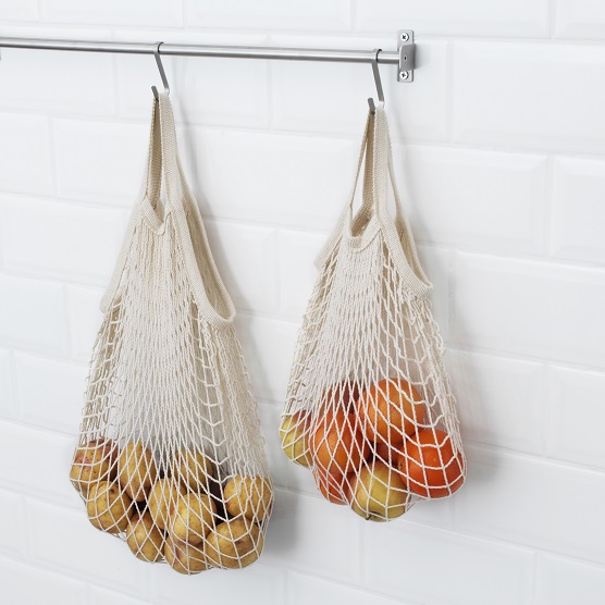 KUNGSFORS lightweight net bags  are made with sustainably sourced cotton, and are sturdy and breathable.