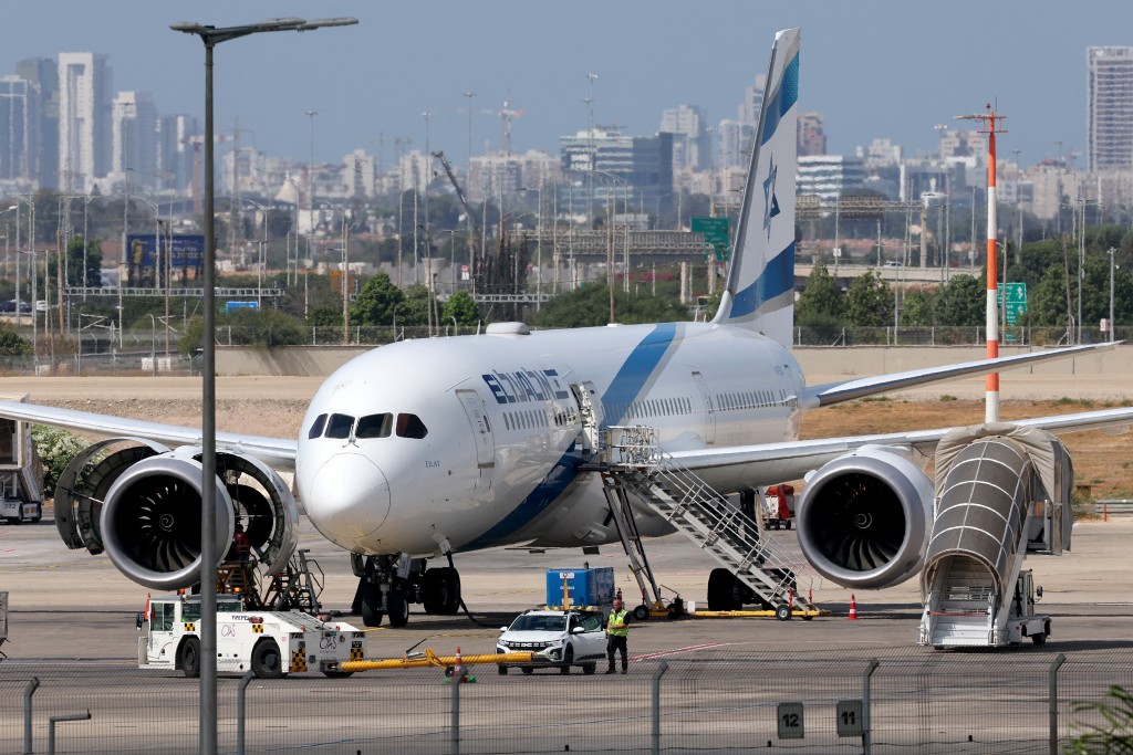 Photo by JACK GUEZ / AFP  An Israeli airline El Al aircraft is parked on the tarmac at Ben-Gurion Airport near the city of Lod on October 2, 2026.