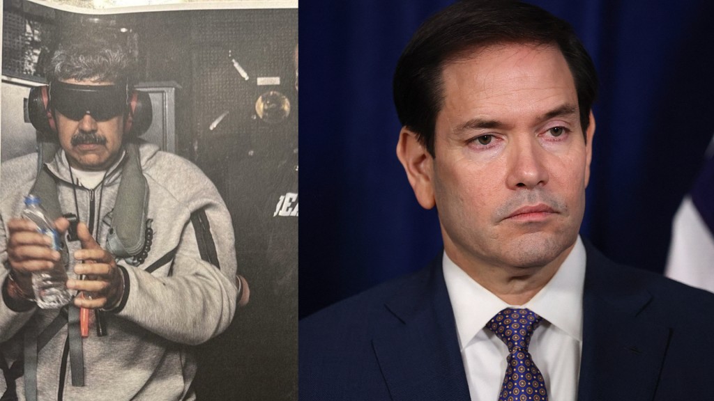 Trump releases photo of Maduro in U.S. custody (left), Marco Rubio (right)