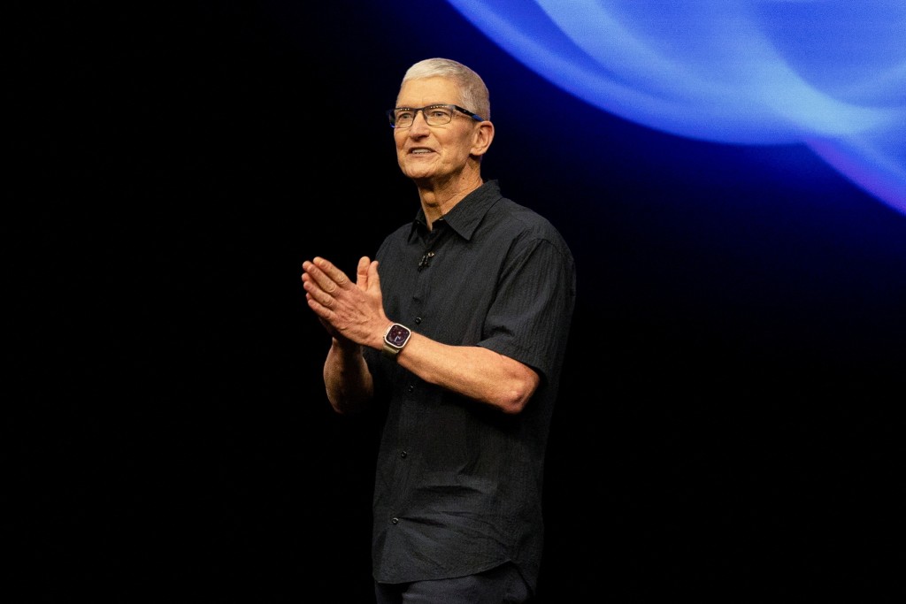 Apple CEO Tim Cook gives a presentation as Apple holds an event at the Steve Jobs Theater on its campus in Cupertino, California, U.S., Sept. 9, 2024. REUTERS/Manuel Orbegozo/File Photo