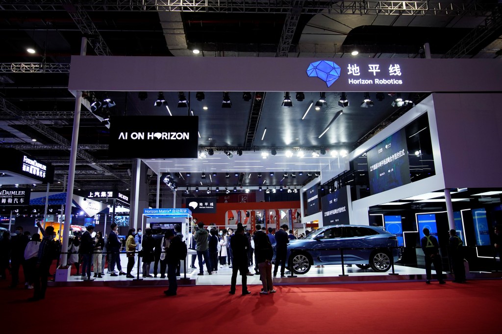 The booth of Chinese chip firm Horizon Robotics at the Auto Shanghai show in Shanghai, China April 19, 2021. REUTERS