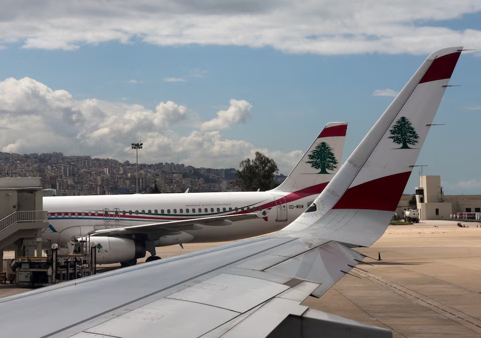 A view of Lebanese Middle East Airlines airplanes on the tarmac at Beirut-Rafic Hariri International Airport, amid flight cancellations and escalating hostilities between Israel and Hezbollah, as the U.S.-Israeli conflict with Iran continues, in Beirut, Lebanon, March 31, 2026. REUTERS/Amr Abdallah Dalsh/File Photo
