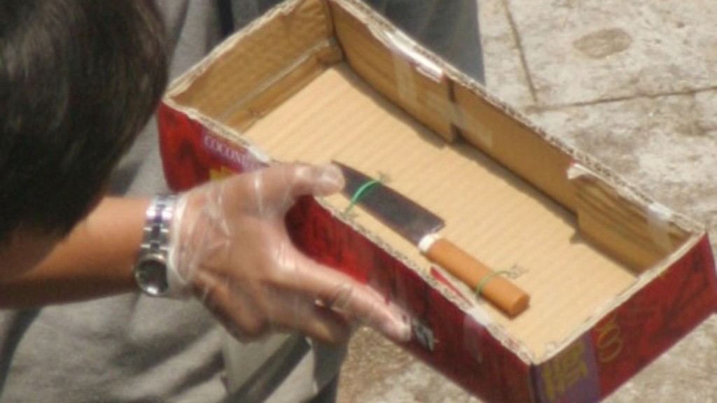 A knife seized by police at the scene. File Photo