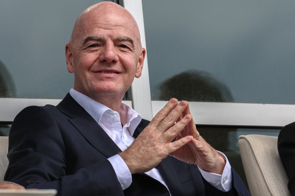 FIFA's President Gianni Infantino (C) arrives to attend a friendly football match between Iran and Costa Rica, in Antalya, southern Turkey, on March 31, 2026.