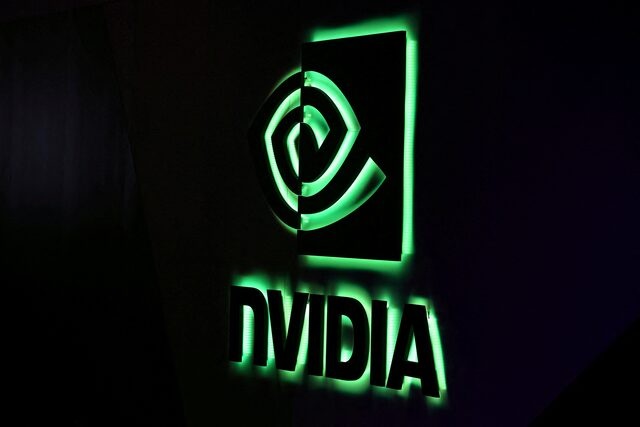 A NVIDIA logo is shown at SIGGRAPH 2017 in Los Angeles, California, U.S. July 31, 2017. REUTERS/Mike Blake/File Photo