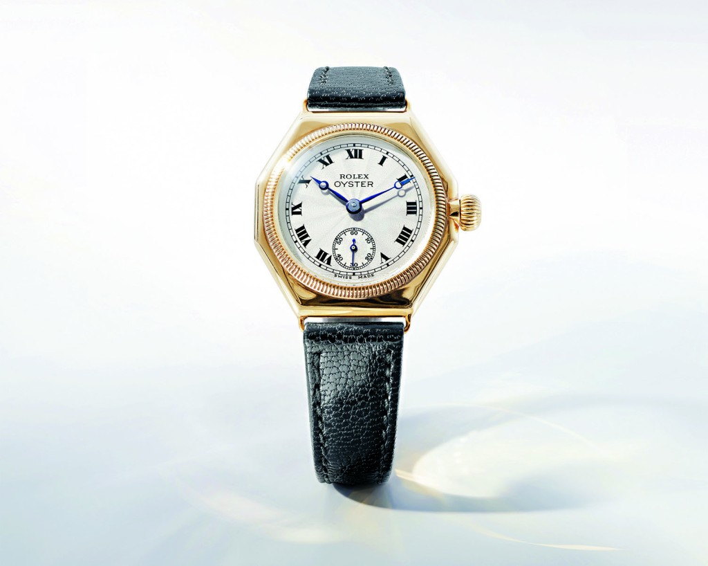 One of the First Oyster models from 1926, featuring a gold octagonal case.