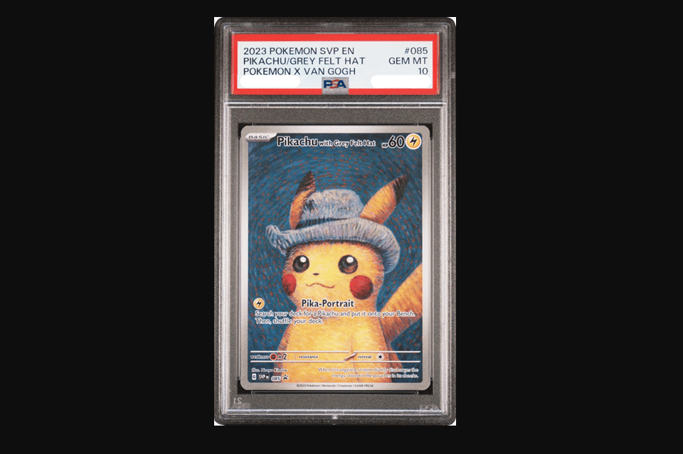 "Pikachu with Grey Felt Hat" card, inspired by Van Gogh's Self-Portrait with Grey Felt Hat (1887)
