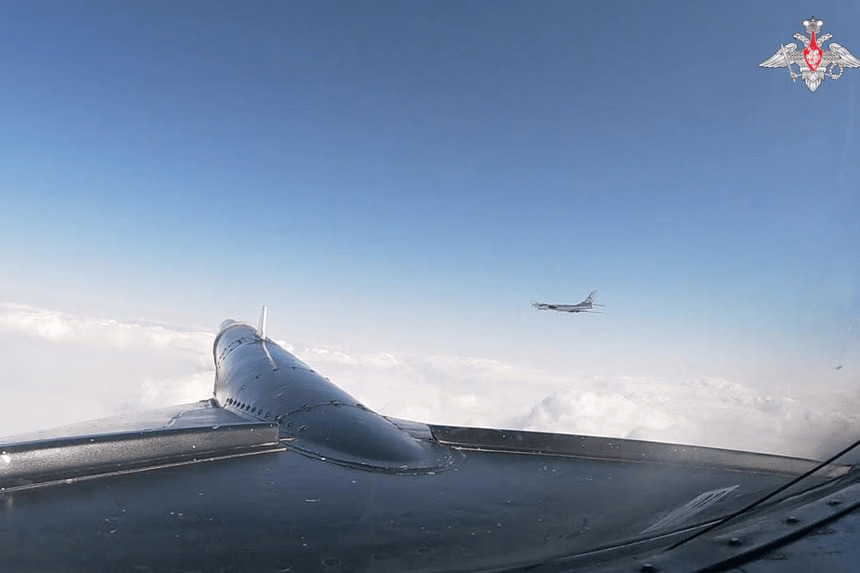 The Russian ministry released a video on Jan 30 of two Tupolev-95 aircraft conducting what it called a regular flight.PHOTO: REUTERS The Russian ministry released a video on Jan 30 of two Tupolev-95 aircraft conducting what it called a regular flight.PHOTO: REUTERS