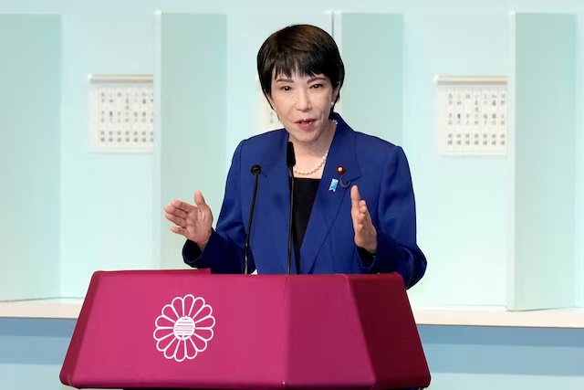 Sanae Takaichi speaks before a runoff election at the Liberal Democratic Party's (LDP) leadership election Friday, Sept. 27, 2024, in Tokyo. Hiro Komae/Pool via REUTERS/File Photo 