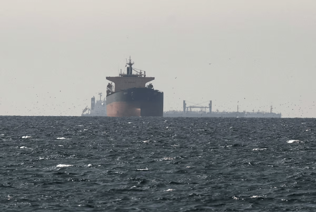 Tankers sail in the Gulf, near the Strait of Hormuz, as seen from northern Ras al-Khaimah, near the border with Oman’s Musandam governance, amid the U.S.-Israeli conflict with Iran, in United Arab Emirates, March 11, 2026. REUTERS/Stringer 