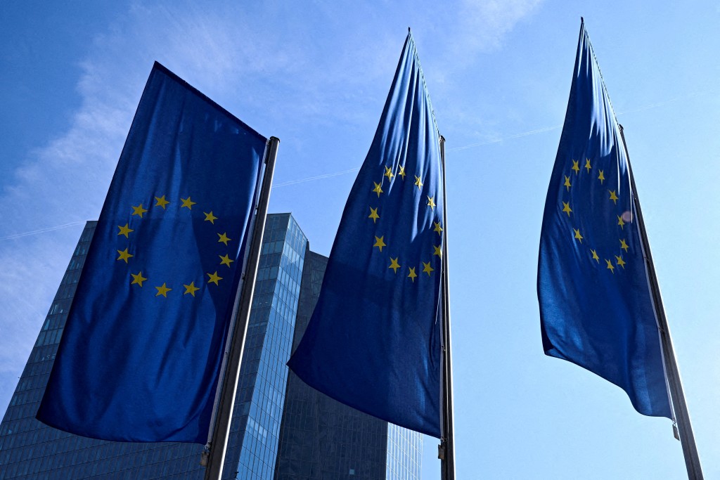 European Union flags flutter outside the European Central Bank (ECB) headquarters in Frankfurt, Germany, March 19, 2026. REUTERS