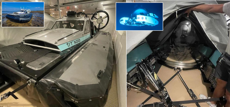 A submersible and a small hovercraft are carried. (Internet photo)