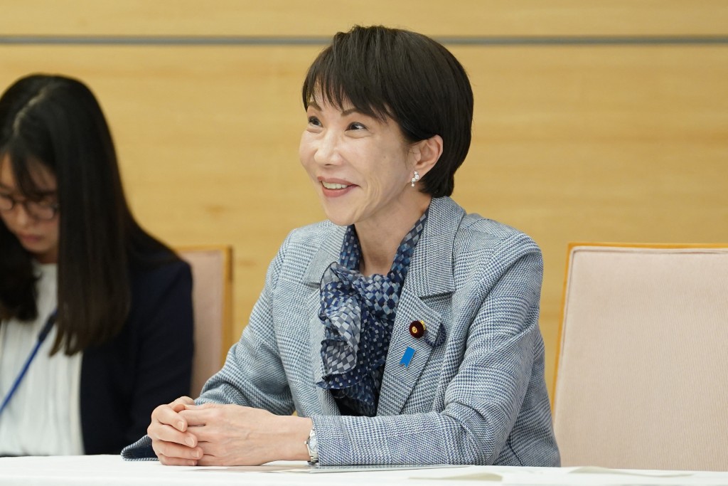 Japan’s Prime Minister Sanae Takaichi speaks during a meeting with Microsoft's Vice Chair and President Brad Smith at the Prime Minister’s Office in Tokyo on April 3, 2026. (Photo by Kazuhiro NOGI / POOL / AFP)