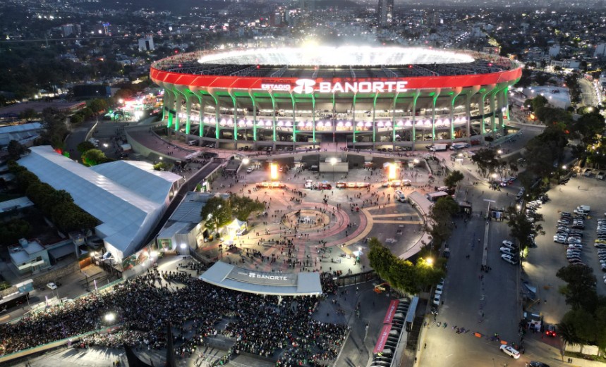 Fans arrive at Banorte Stadium, formerly known as Azteca, as it reopens ahead of the World Cup. AFP