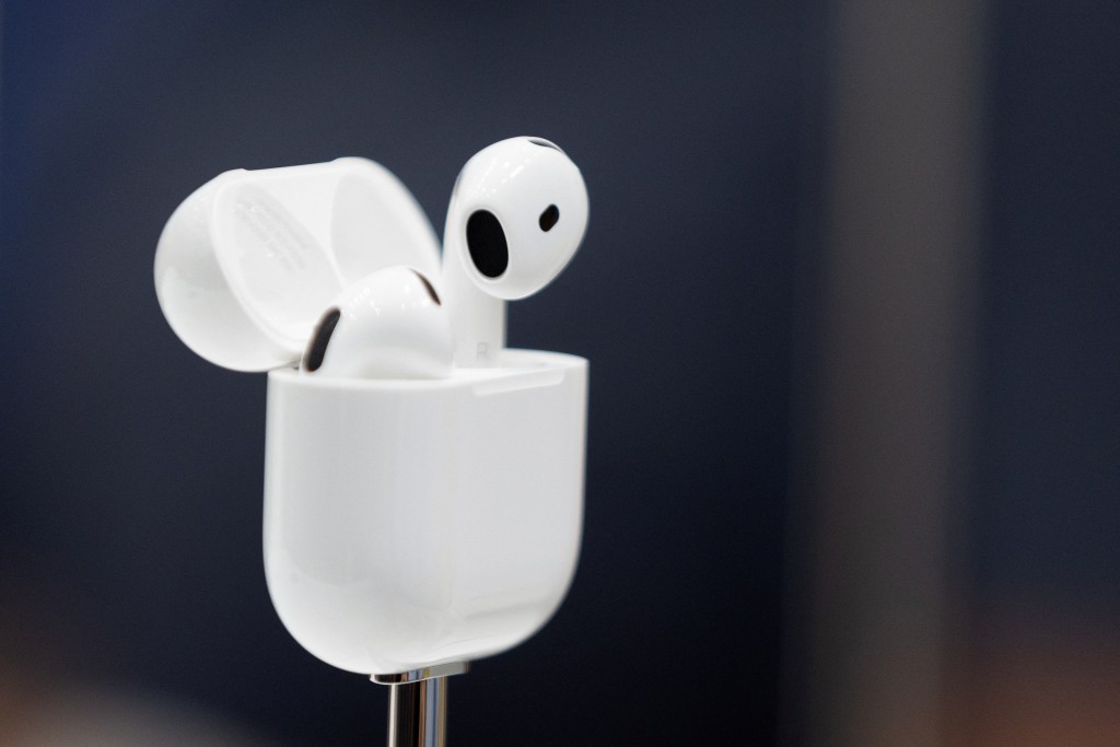 The fourth generation of AirPods is showcased as Apple holds an event at the Steve Jobs Theater on its campus in Cupertino, California, US September 9, 2024. REUTERS