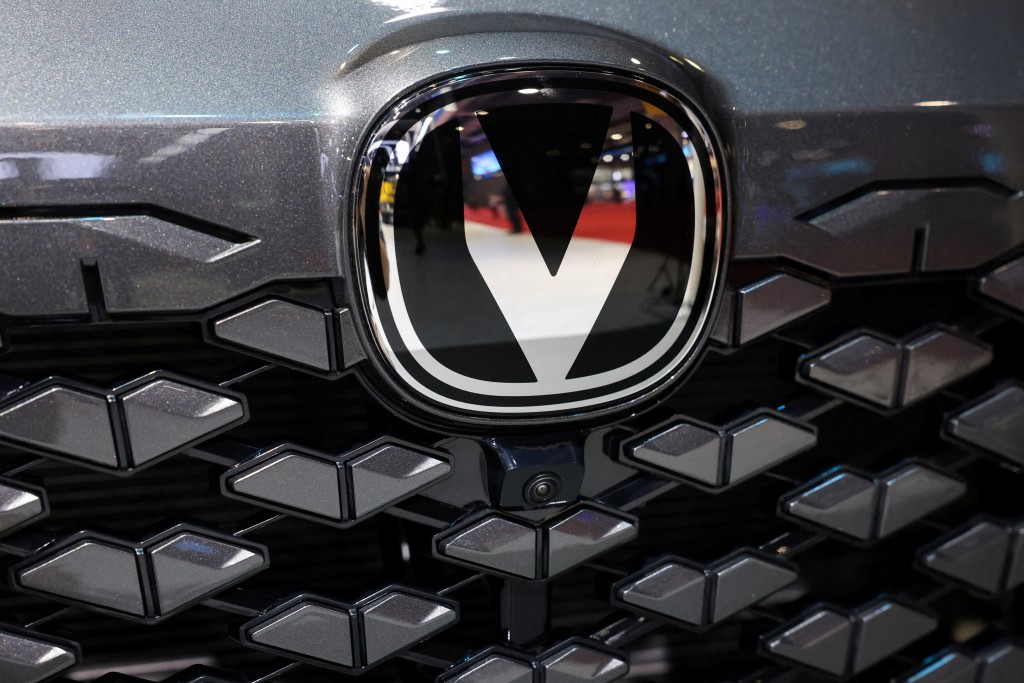 A Changan logo is pictured at the Changan booth during a media day for the Auto Shanghai show in Shanghai, China April 24, 2025. (Reuters)