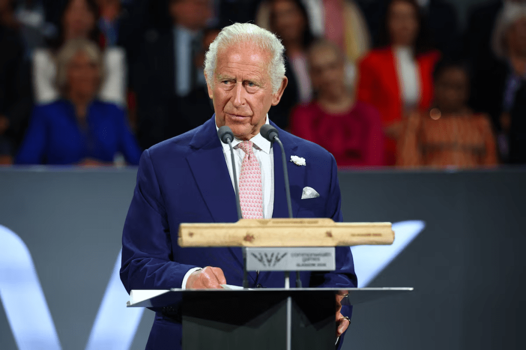 Commonwealth Games 2026 - Opening Ceremony - The Hydro, Glasgow, Scotland, Britain - July 23, 2026 Britain's King Charles speaks during the opening ceremony REUTERS/Phil Noble