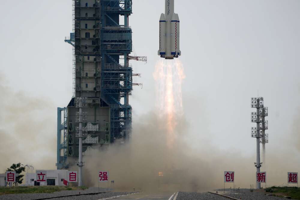 A Long March rocket carrying a crew of Chinese astronauts in a Shenzhou-16 spaceship lifts off at the Jiuquan Satellite Launch Center in northwestern China. (AP) A Long March rocket carrying a crew of Chinese astronauts in a Shenzhou-16 spaceship lifts off at the Jiuquan Satellite Launch Center in northwestern China. (AP)