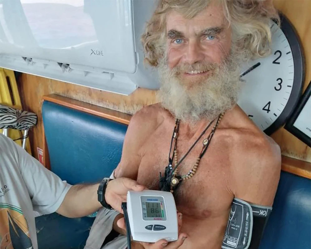 An Australian sailor who had been adrift at sea with his dog for three months has been rescued by a Mexican tuna boat in international waters. (AP) An Australian sailor who had been adrift at sea with his dog for three months has been rescued by a Mexican tuna boat in international waters. (AP)