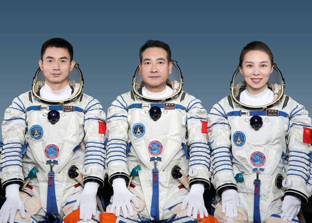 Crew of the Shenzhou-13 space mission (from left): Ye Guangfu, Zhai Zhigang and Wang Yaping. Crew of the Shenzhou-13 space mission (from left): Ye Guangfu, Zhai Zhigang and Wang Yaping.