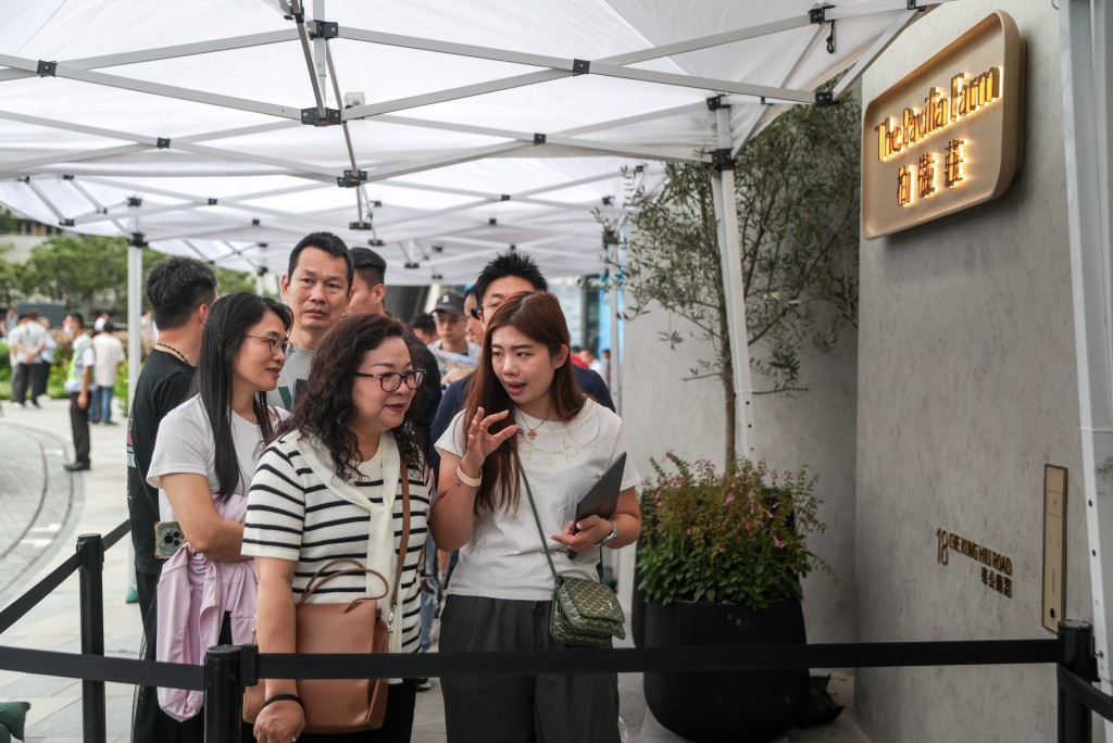 A long queue was seen in the show flats of The Pavilia Farm III.