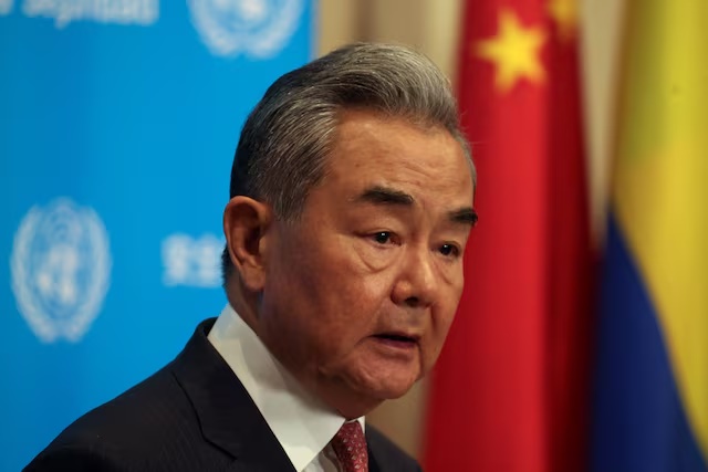 Chinese Foreign Minister Wang Yi speaks with the media at the U.N. headquarters in New York City, U.S., May 26, 2026. REUTERS/Shannon Stapleton/File Photo 