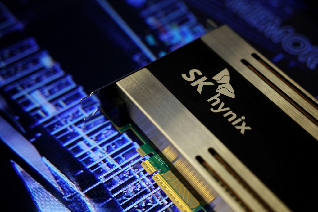 The logo of SK Hynix is seen on its product during The 26th Semiconductor Exhibition (SEDEX 2024) in Seoul, South Korea, October 23, 2024. REUTERS