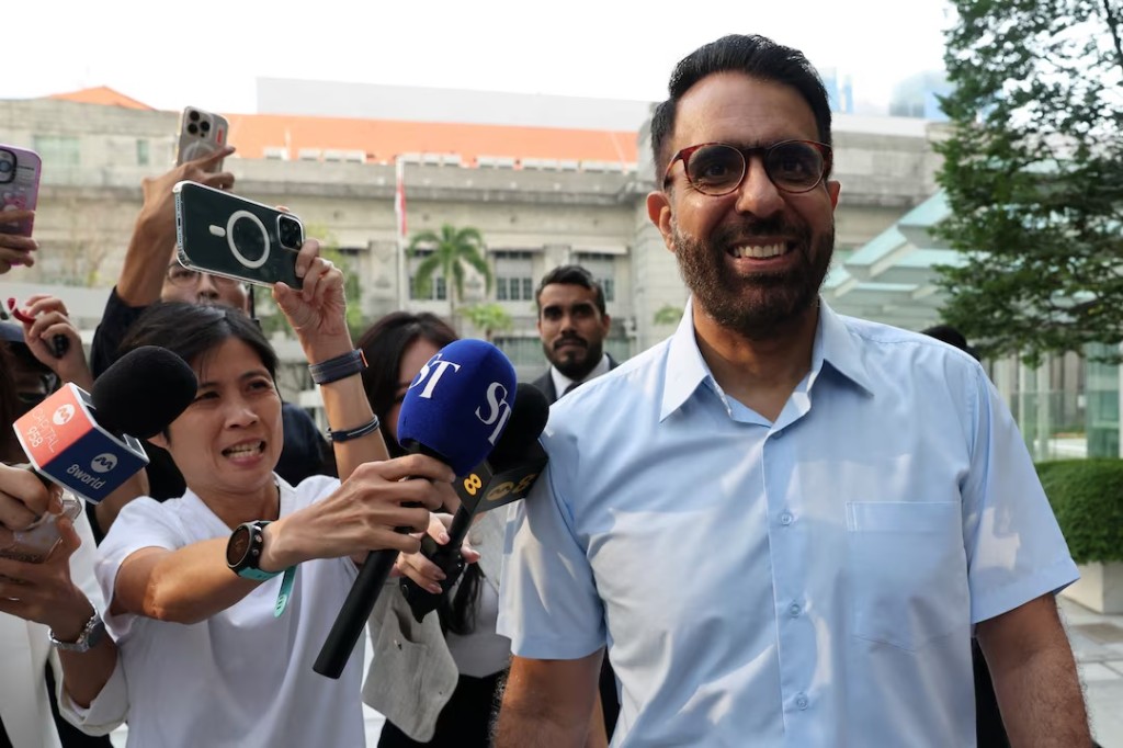  Singapore's Workers' Party Chief Pritam Singh walks outside the State Courts in Singapore February 17, 2025. REUTERS/Edgar Su